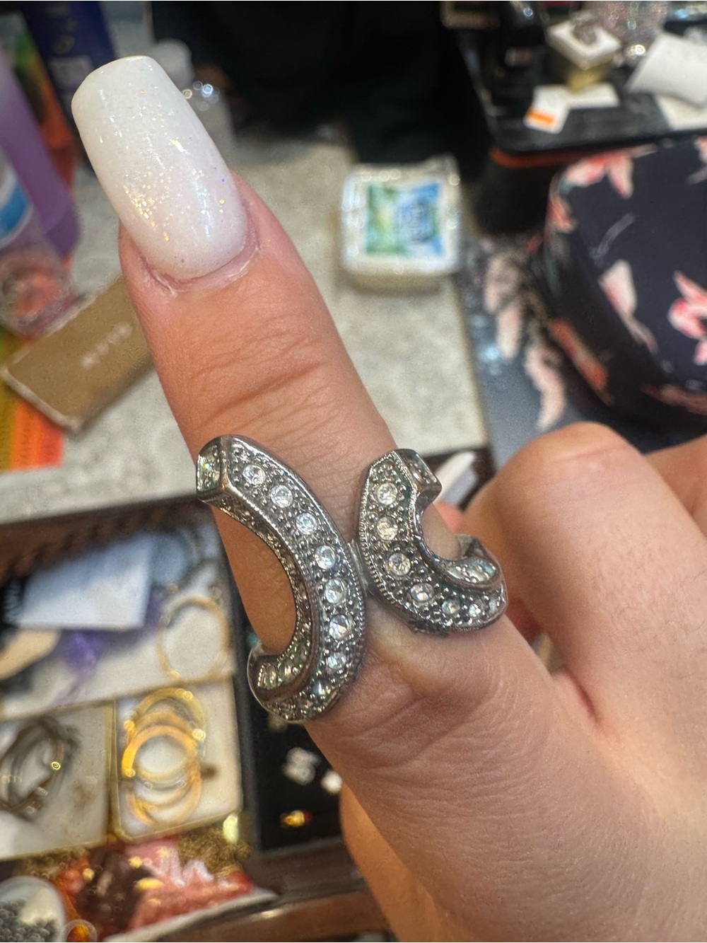 Crystal Pavé Open Band Ring - White Crystal
